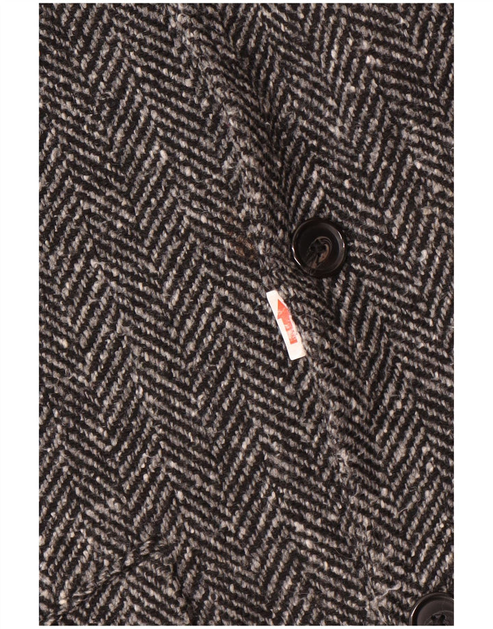 MARC O'POLO Mens Overcoat IT 50 Large Grey Herringbone Wool
