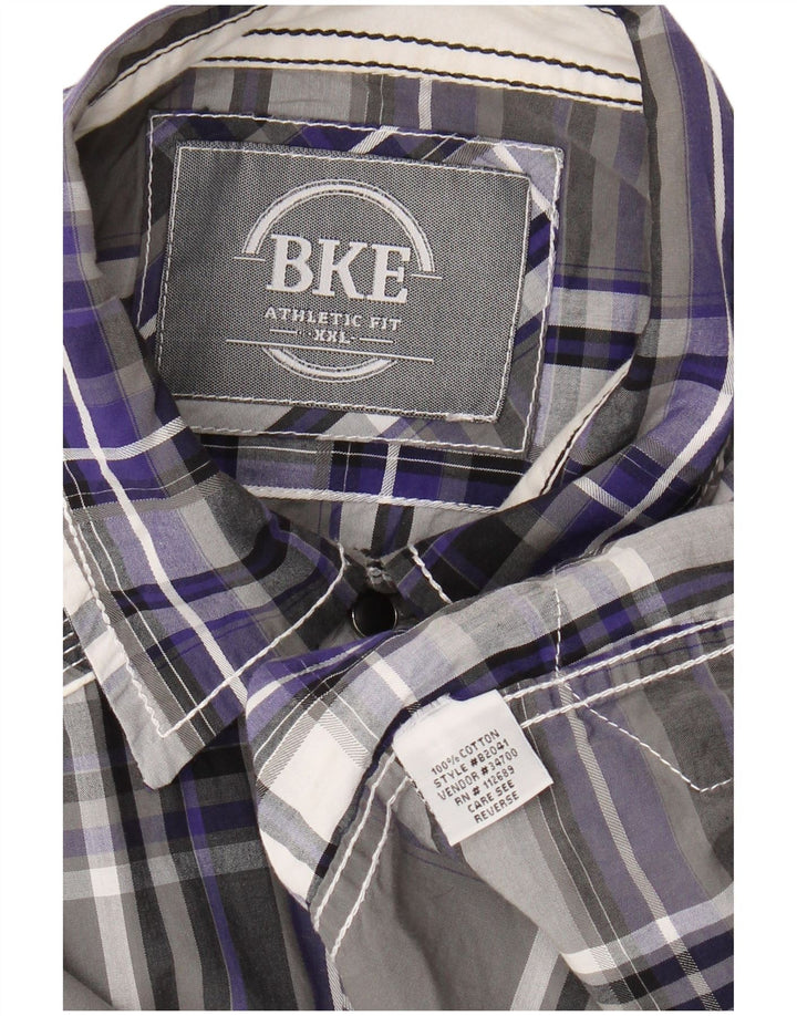 BKE Herren-Flanellhemd mit sportlicher Passform, 2XL, grau kariert, Baumwolle