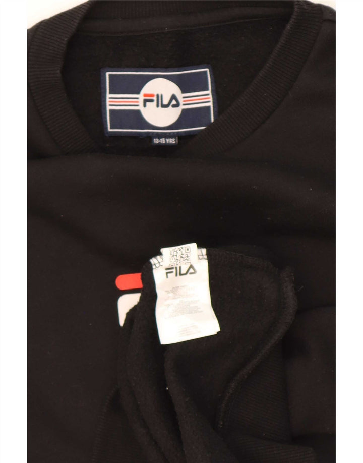 Fila Boys Graphic Sweatshirt Jumper 13-14 År Sort Polyester