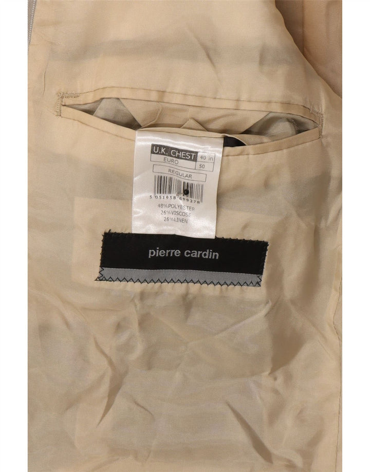 PIERRE CARDIN Mens Regular Fit Blazer Jacket IT 50 Large Beige Pinstripe Vintage Pierre Cardin and Second-Hand Pierre Cardin from Messina Hembry 