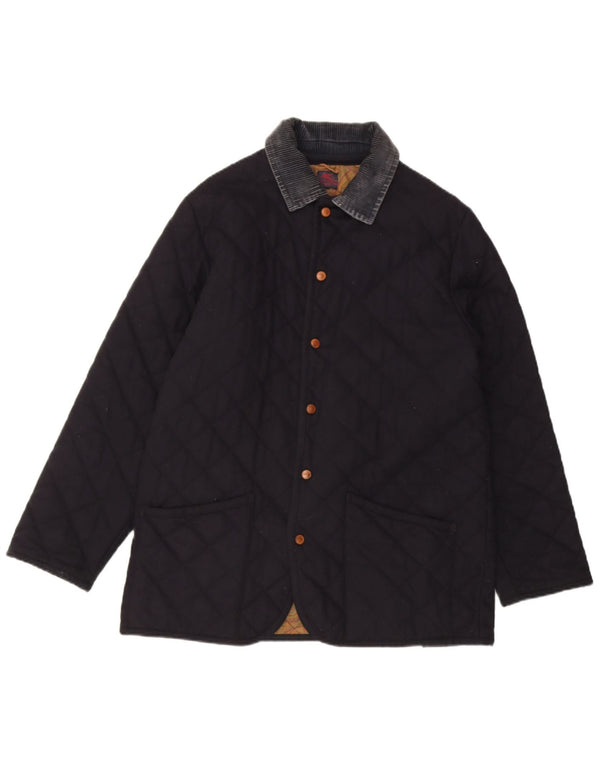 ETRO Mens Quilted Jacket UK 38 Medium Navy Blue Cotton