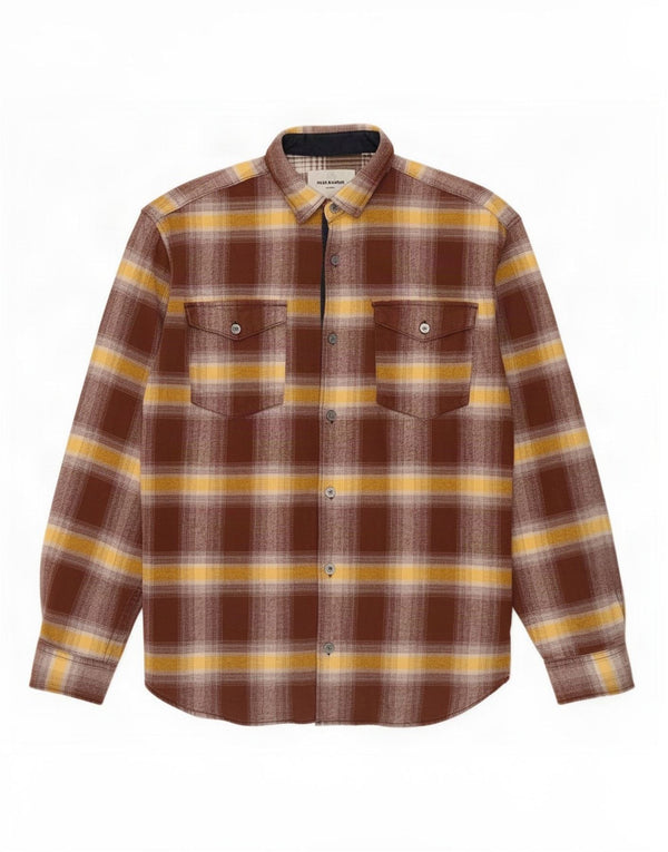 Camicia da uomo in flanella Jack & Jones in cotone a quadri marrone medio