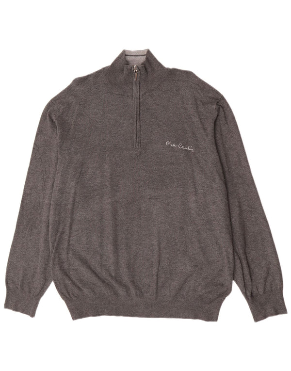 Maglione da uomo con collo con zip Pierre Cardin 2XL Classico in viscosa grigia