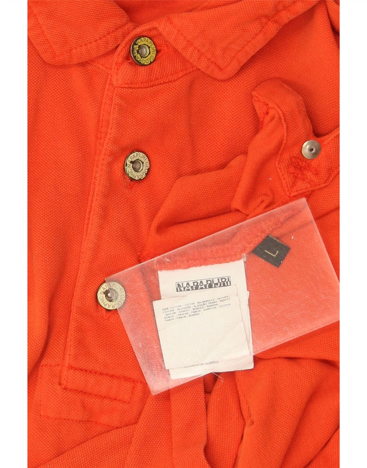 NAPAPIJRI Mens Polo Shirt Large Orange Cotton