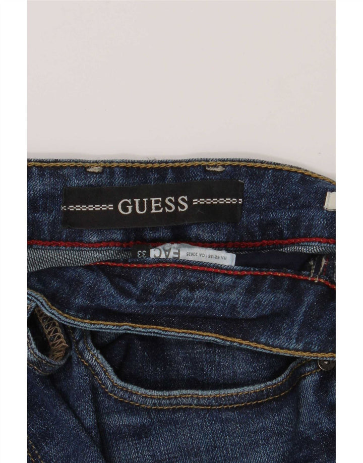 Мужские потертые узкие прямые джинсы Guess W33 L32 синие