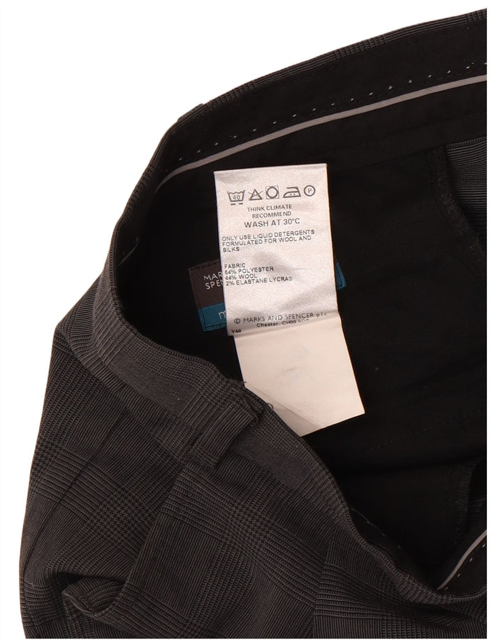 Marks & Spencer Mens Tailored Crop Suit Trousers W42 L26 Navy Blue