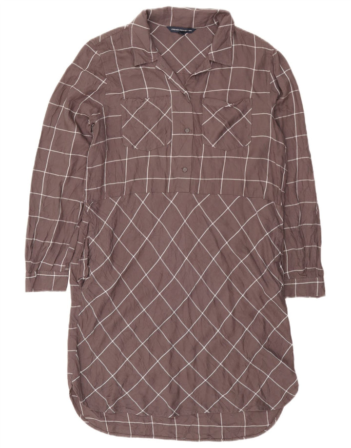 French Connection Dame Langærmet Shift Dress UK 10 Small Grey Check