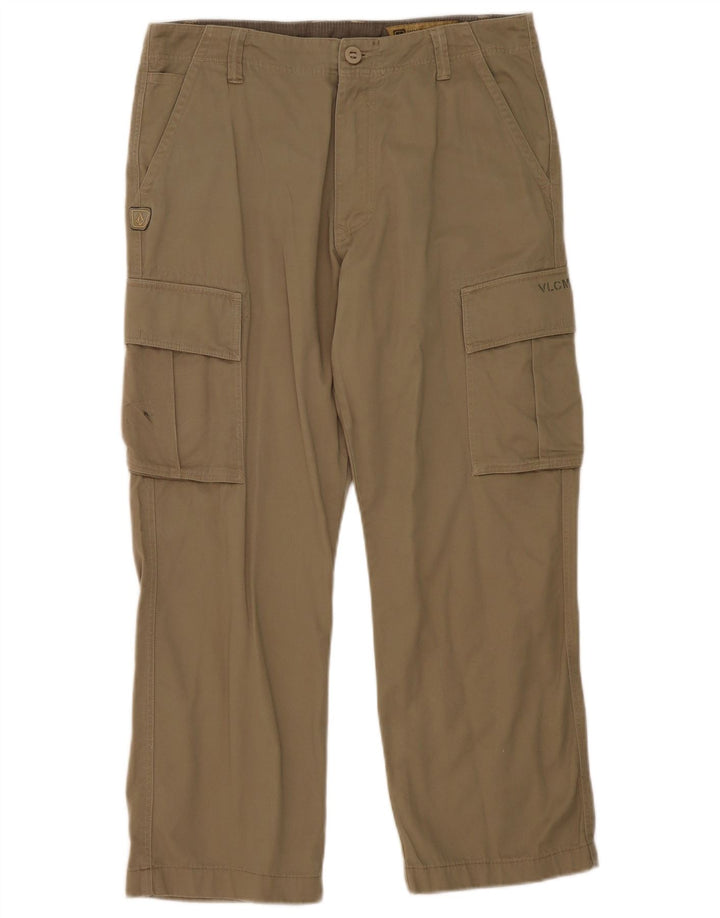 Volcom Mens Straight Cargo Trousers W32 L27 Khaki Cotton