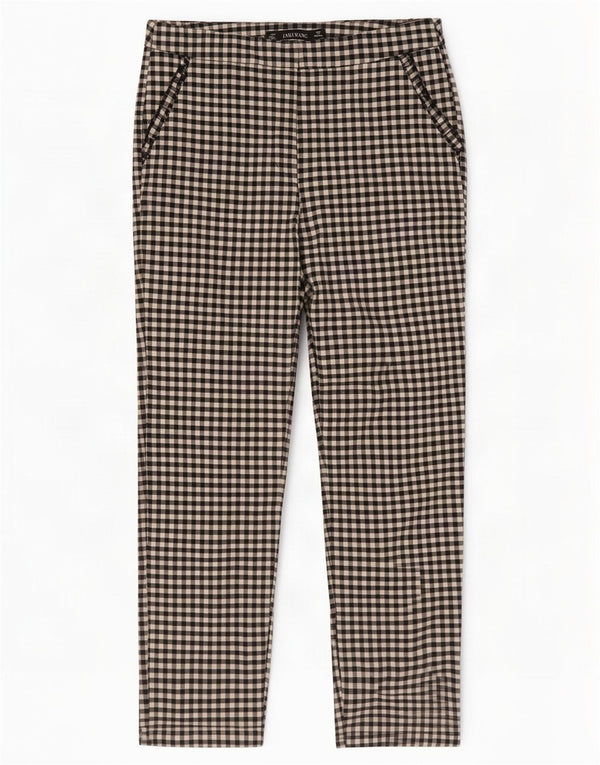 Calça feminina Zara Slim Cropped Médio W28 L26 Preto Gingham Algodão