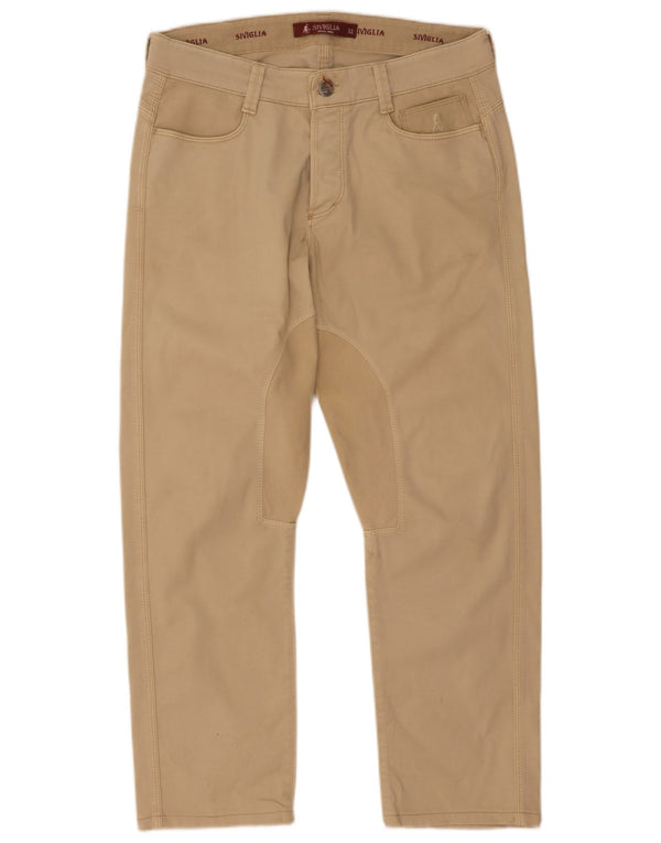 SIVIGLIA Womens Straight Casual Trousers W32 L27 Beige Cotton