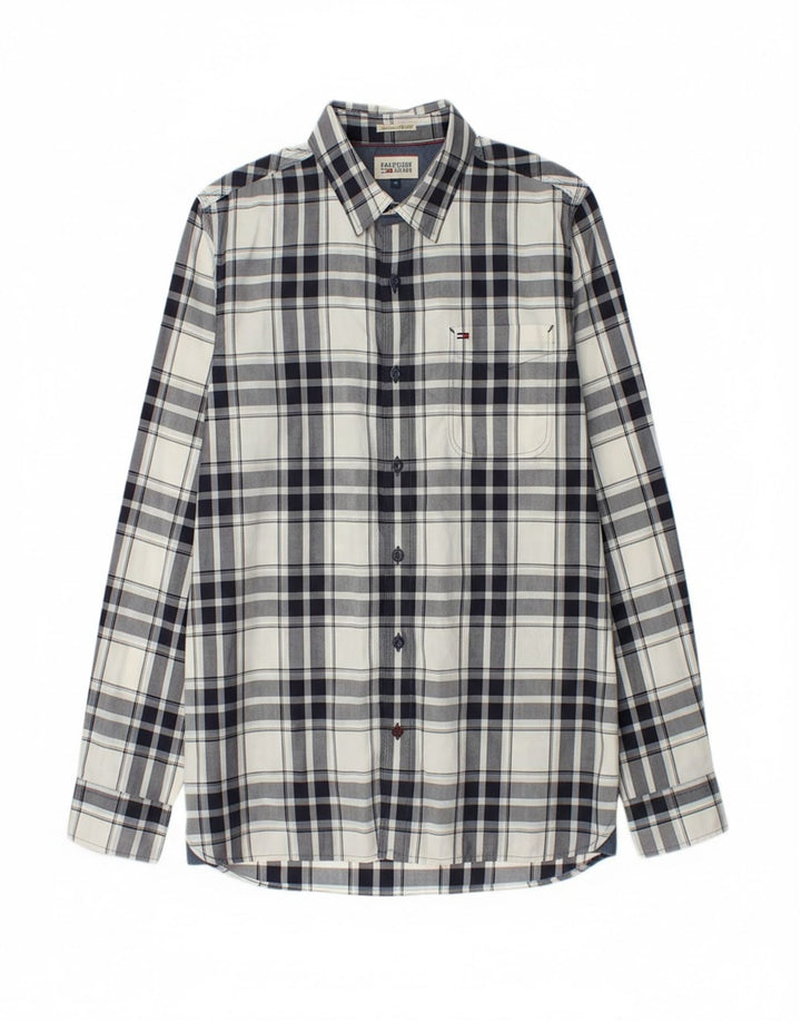TOMMY HILFIGER Mens Shirt Medium Grey Check Cotton