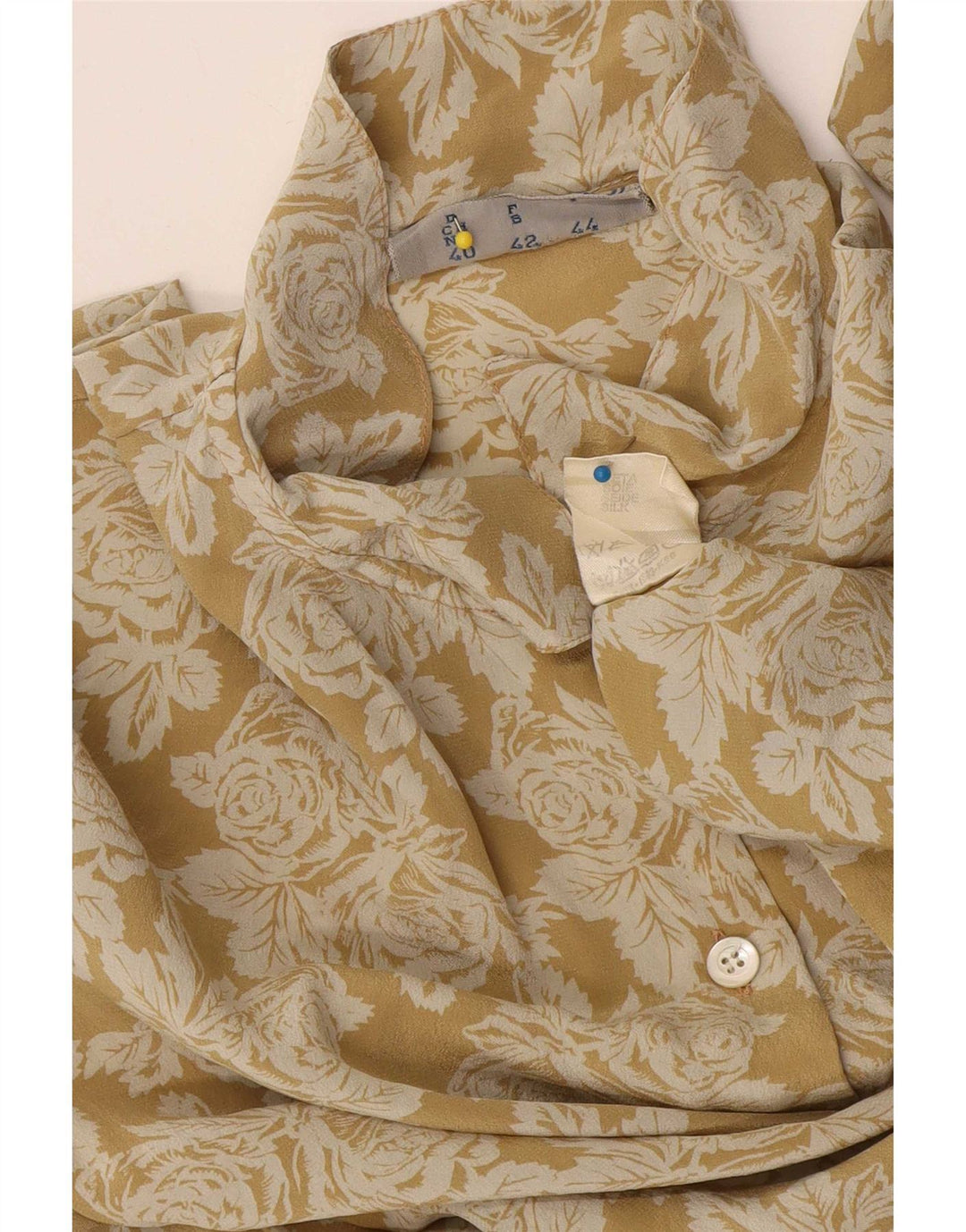 i Blues Womens Shirt Blouse IT 44 Medium Yellow Floral Silk