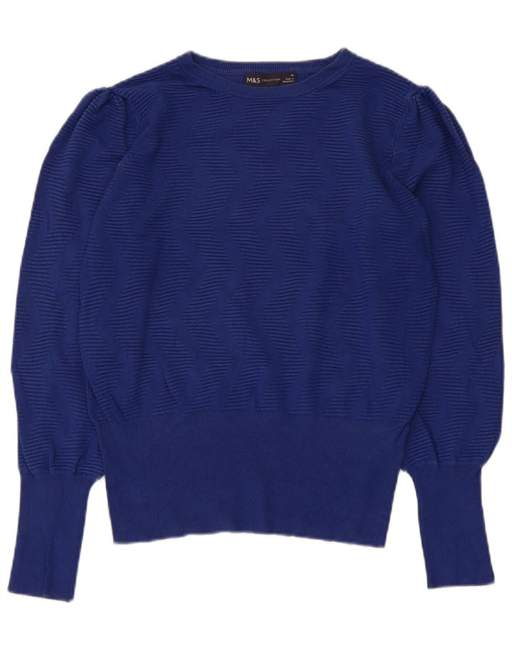 Marks & Spencer Womens Boat Neck Jumper Sweater UK 12 Medium Navy Blue