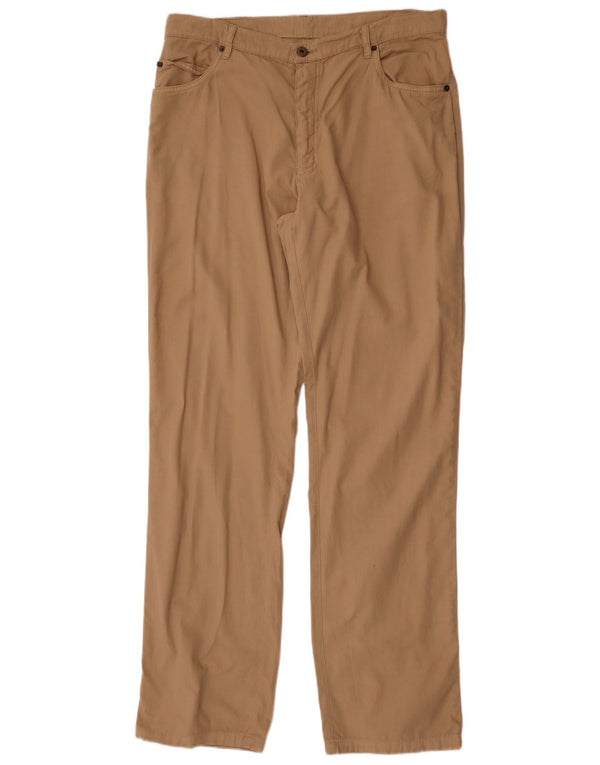 Lacoste Mens Straight Casual Trousers Size 50 XL W34 L34 Beige Cotton