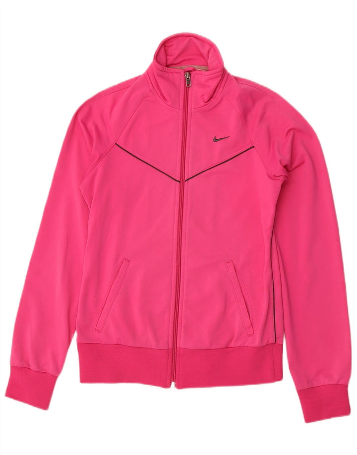 NIKE Womens Tracksuit Top Jacket UK 10 Small Pink Polyester