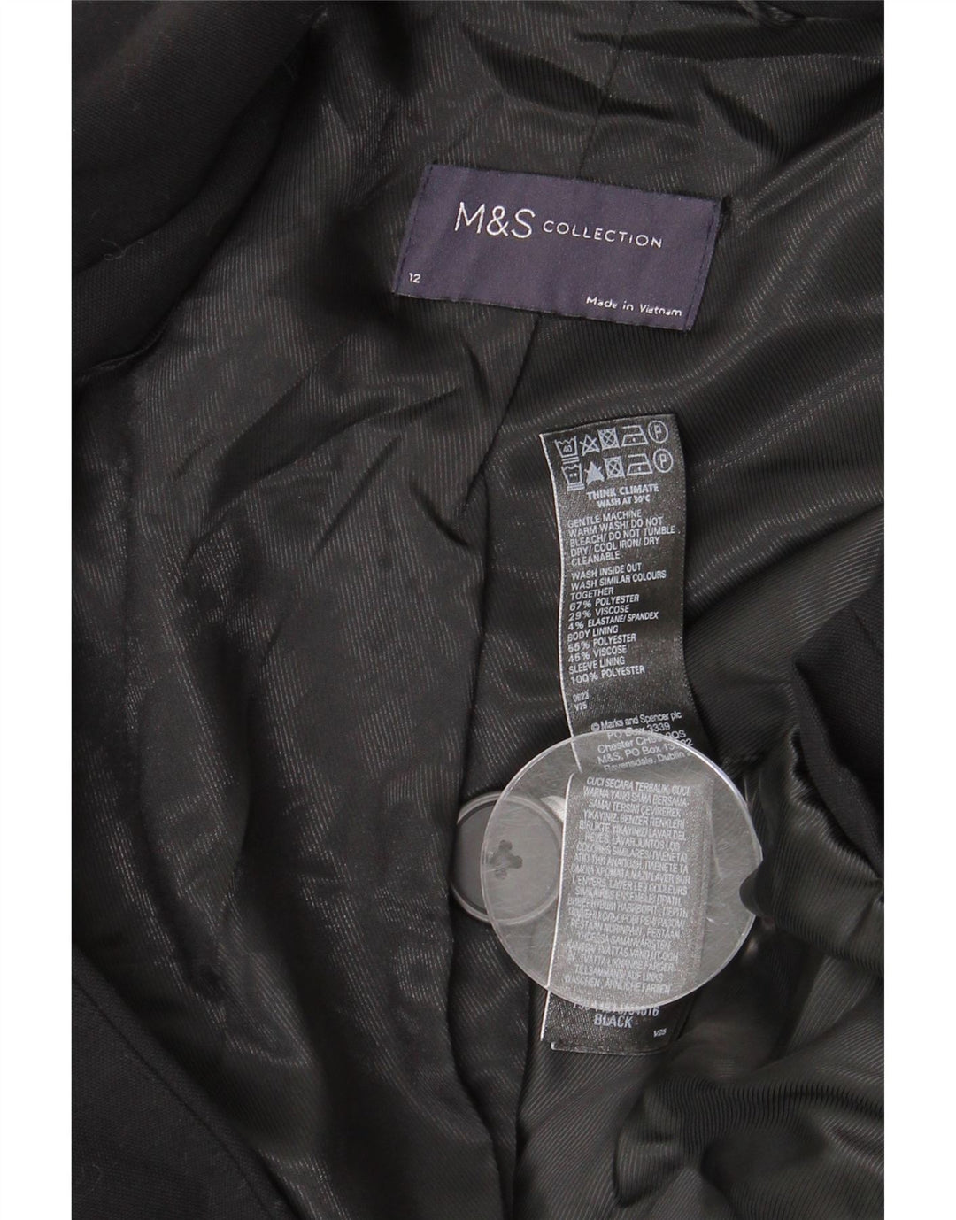 Женский двубортный пиджак MARKS & SPENCER UK 12, средний черный