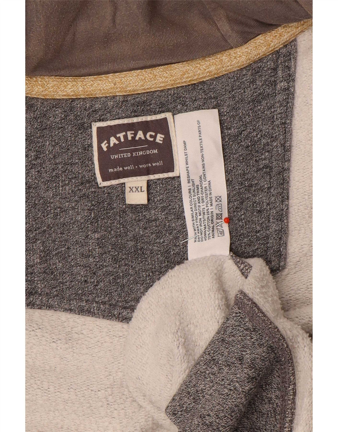 Fat Face Mens Zip Hoodie Sweater 2XL Grey Cotton