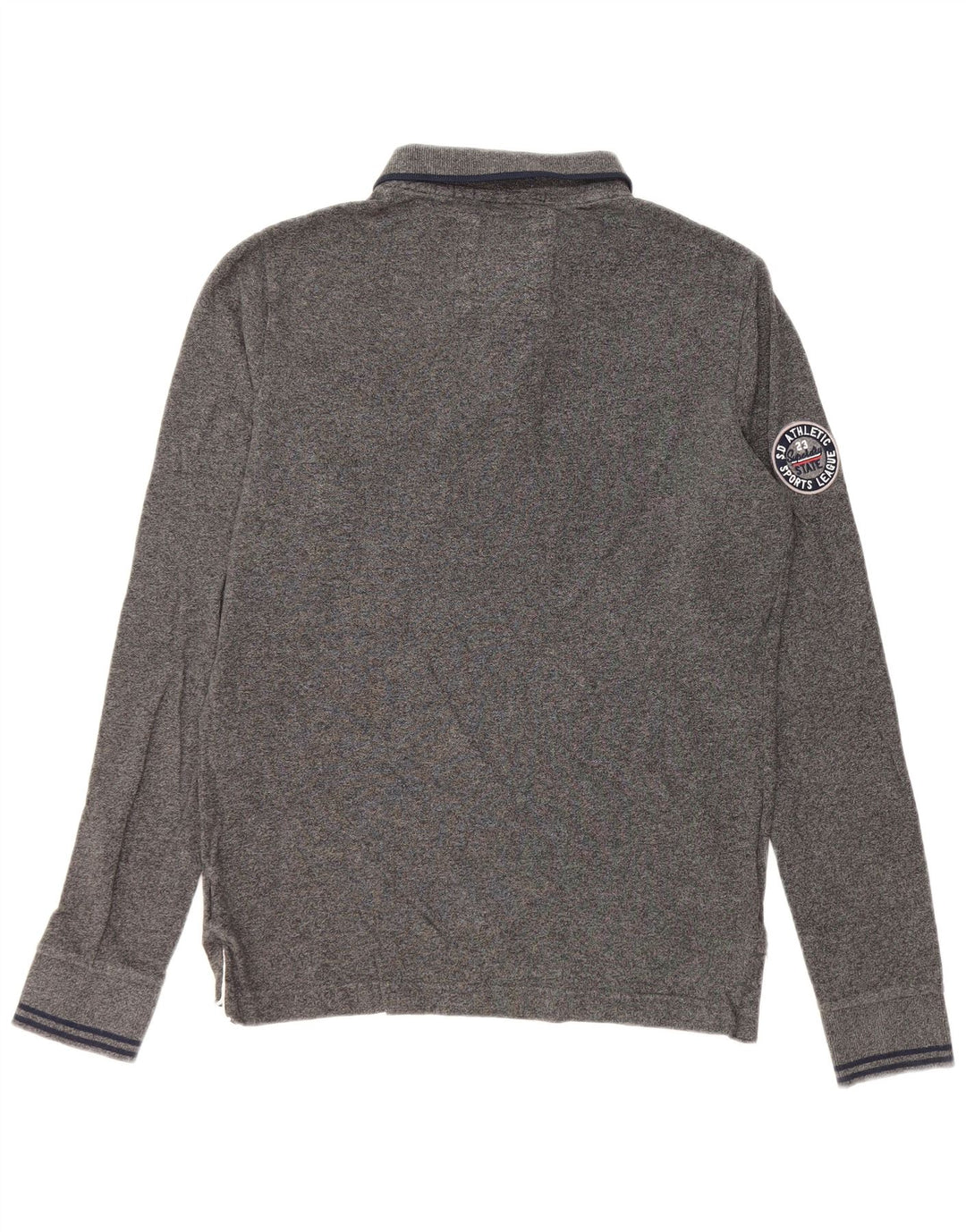 Superdry Klassisk grafisk langærmet poloshirt til mænd mellemgrå bomuld
