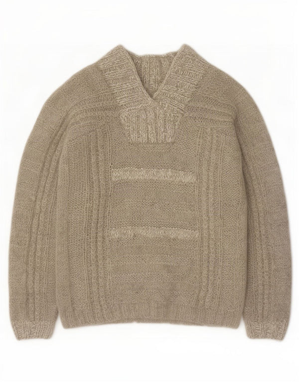Vintage Damen V-Ausschnitt Pullover Pullover UK 16 Large Grau