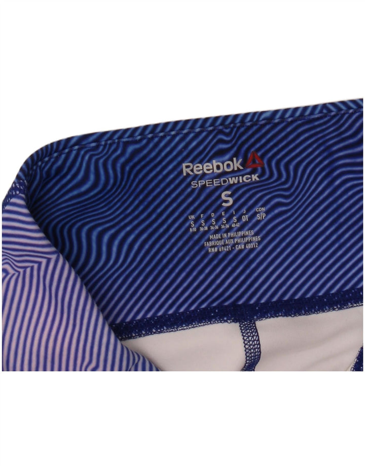 Reebok Womens Capri Leggings UK 8/10 Small  Blue Striped