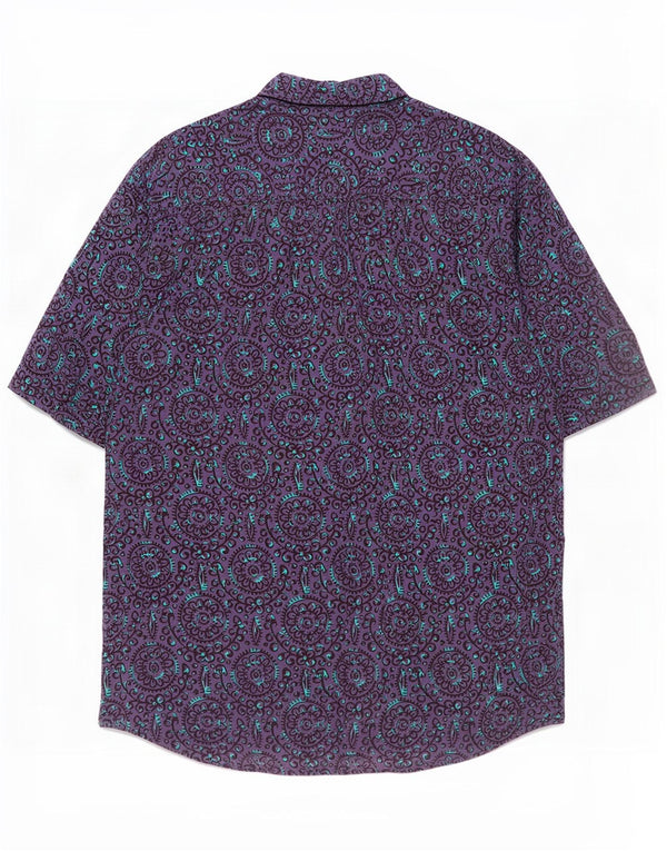 Messori Mens Short Sleeve Shirt XL Purple Floral Viscose
