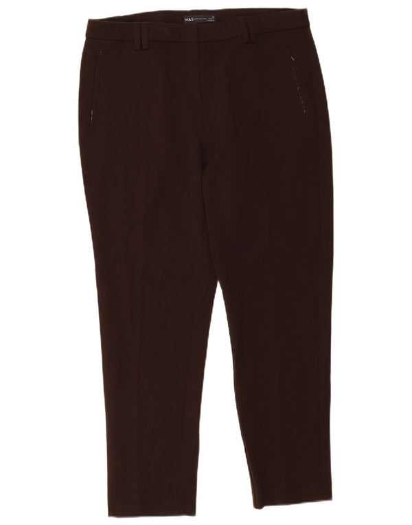 Marks & Spencer Womens Skinny Cropped Trousers UK 14 Large W34 L26 Brown