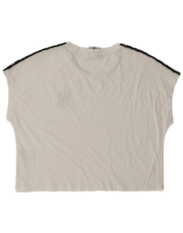 Majestic Damen New York Yankees Crop Graphic T-Shirt Top UK 10 Small Weiß