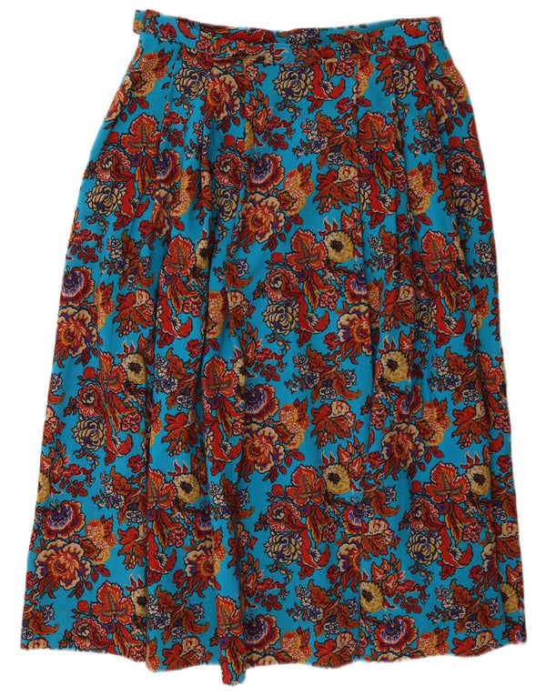 Country Casuals Kvinder højtalje plisseret nederdel UK 16 Large W32 Blue Floral