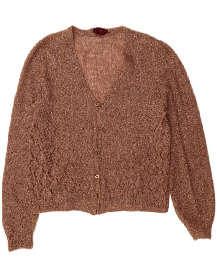 VINTAGE Womens Cardigan Sweater UK 16 Large Brown Vintage Vintage and Second-Hand Vintage from Messina Hembry 