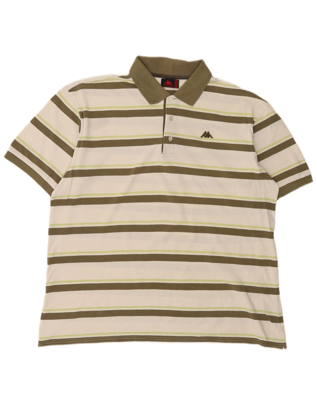 Kappa Mens Polo Shirt 3XL White Striped Cotton