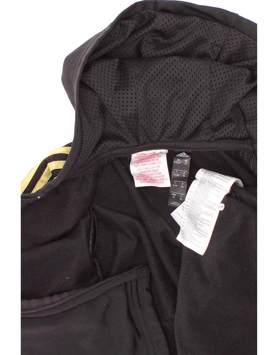 Adidas Sudadera con capucha y cremallera para niños 2-3 años Negro Poliéster