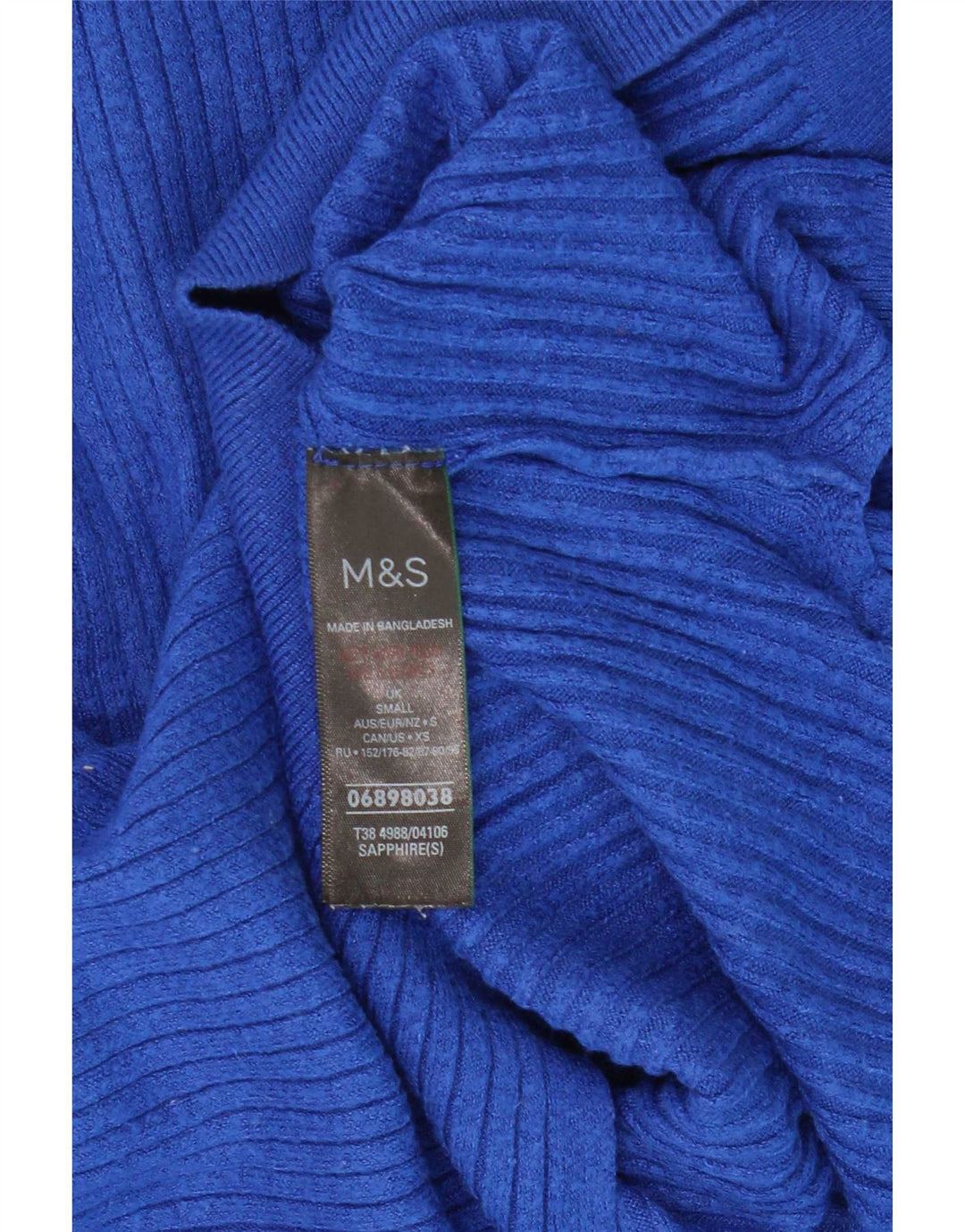 Marks & Spencer Dame sweater med lynlås-hals UK 10 Small Blue Viscose