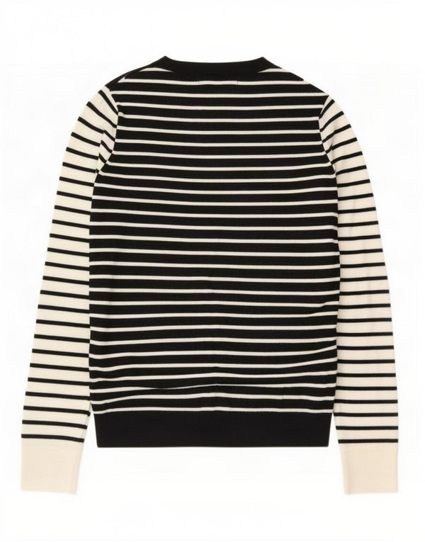 Maglione maglione girocollo da donna Marks & Spencer UK 8 piccolo a righe nere
