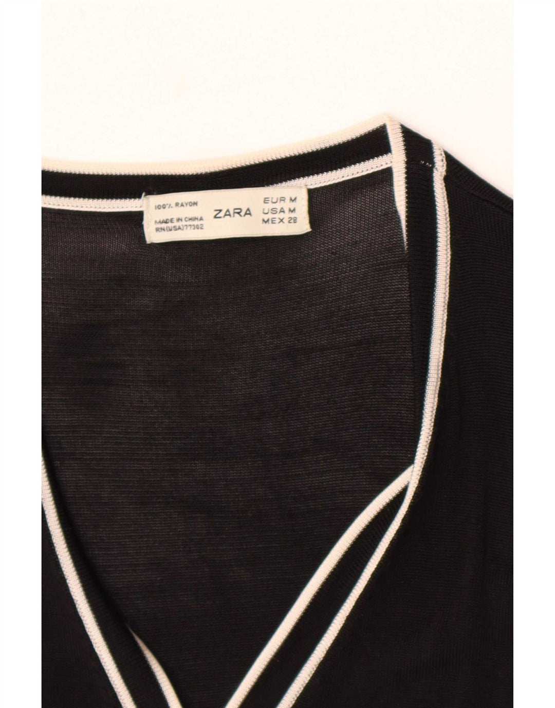 Zara Womens Cardigan Sweater UK 12 Medium Black Colourblock Rayon