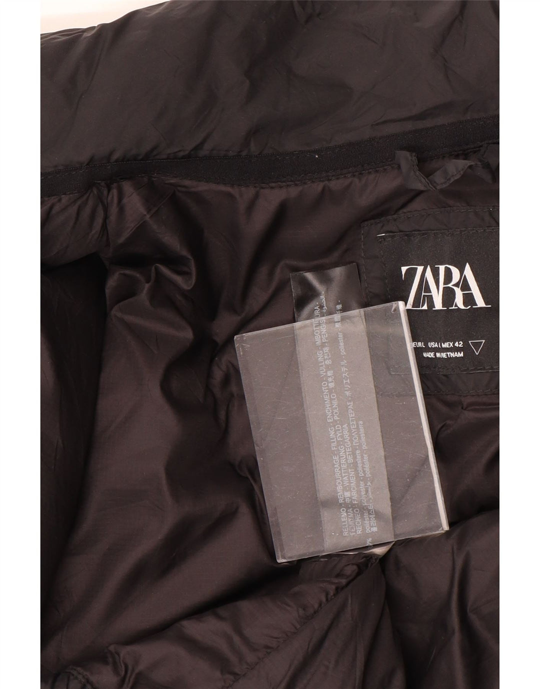 Zara Mens Padded Jacket UK 40 Large Black Polyester