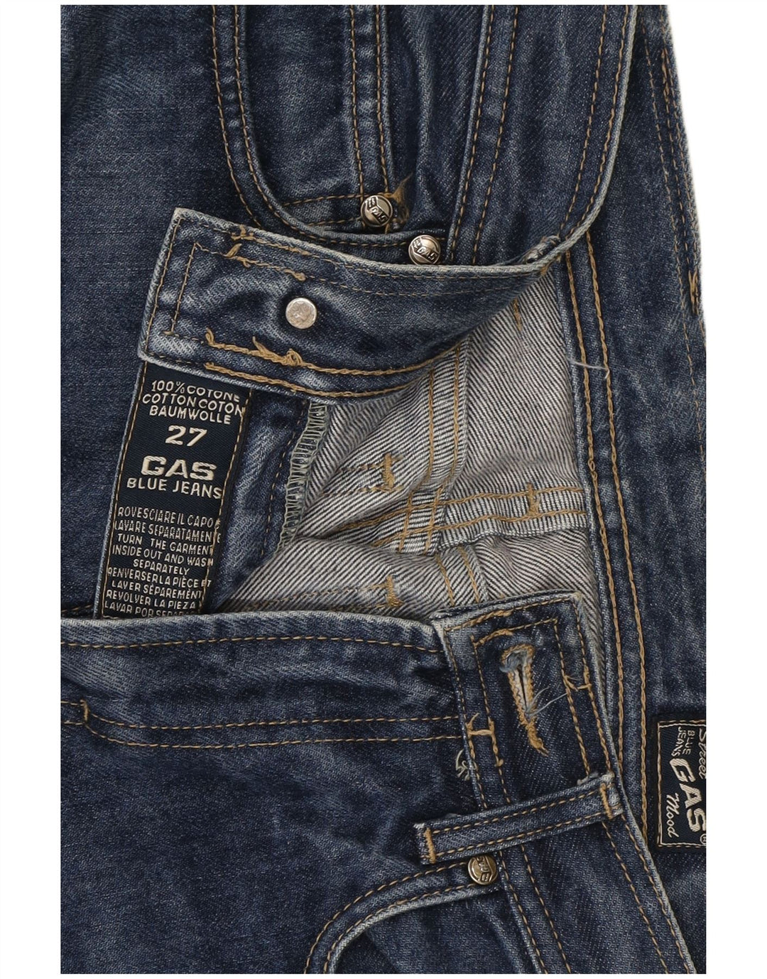 Gas Womens Straight Jeans W27 L31 Blue Cotton