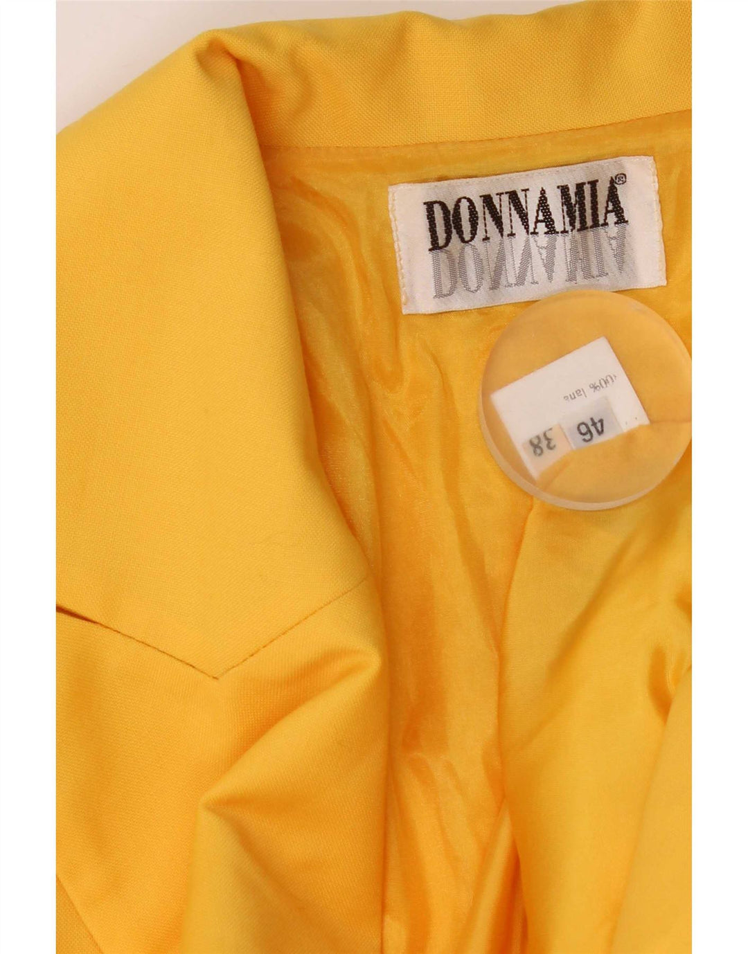 vintage Femme 1 Bouton Blazer Veste IT46 Grande Laine Jaune