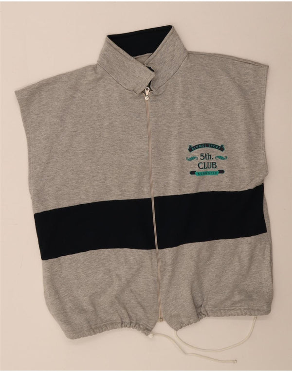 vintage Mens Sans Manches Survêtement Top Veste XL Gris Colorblock