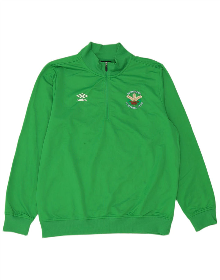 Umbro Herre Grafisk Zip Neck Sweatshirt Jumper Large Grøn Polyester