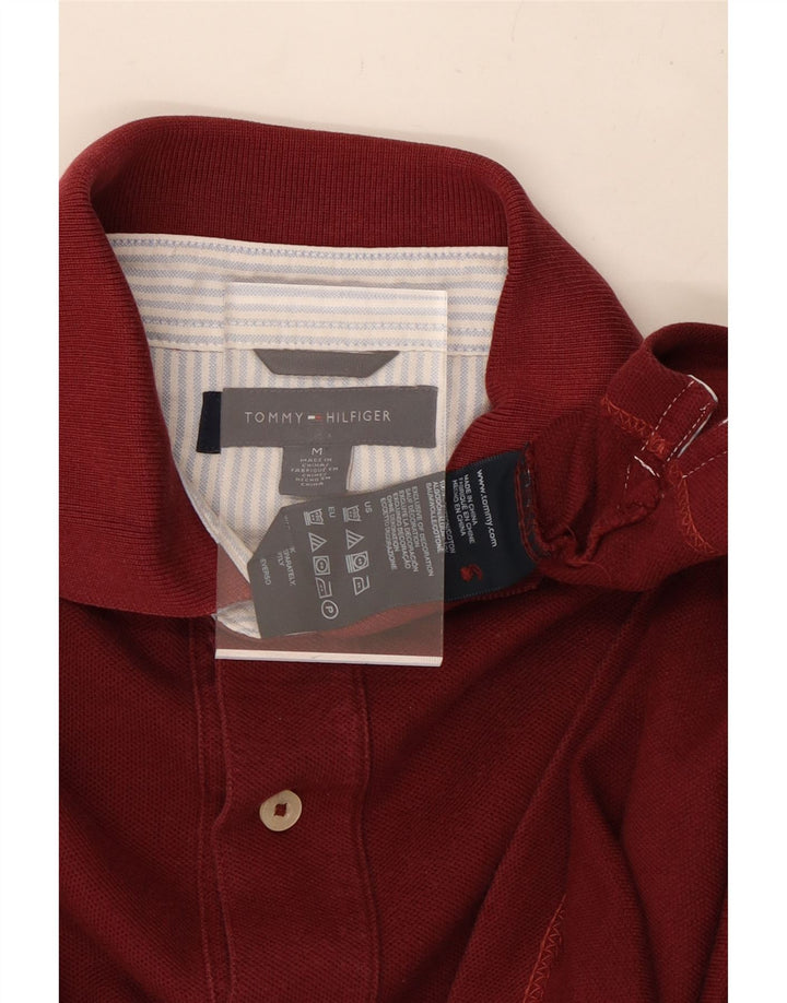 TOMMY HILFIGER Mens Polo Shirt Medium Burgundy Cotton