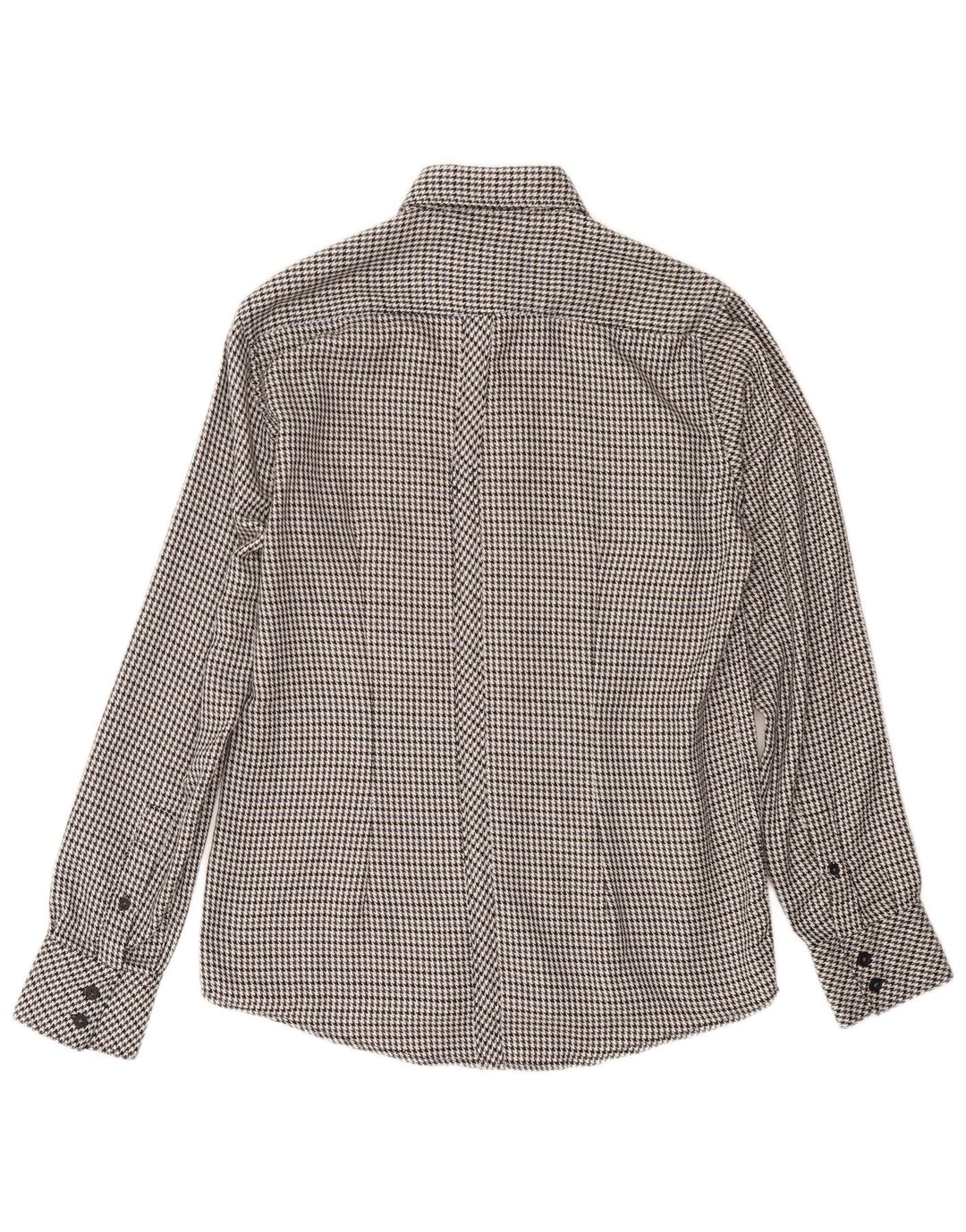 LAMBRETTA Mens Flannel Shirt Small Black Houndstooth Cotton