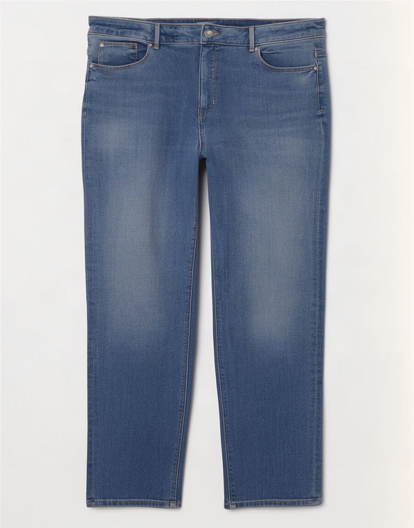 Jeans retos femininos Marks & Spencer Reino Unido 20 2XL W38 L28 algodão azul