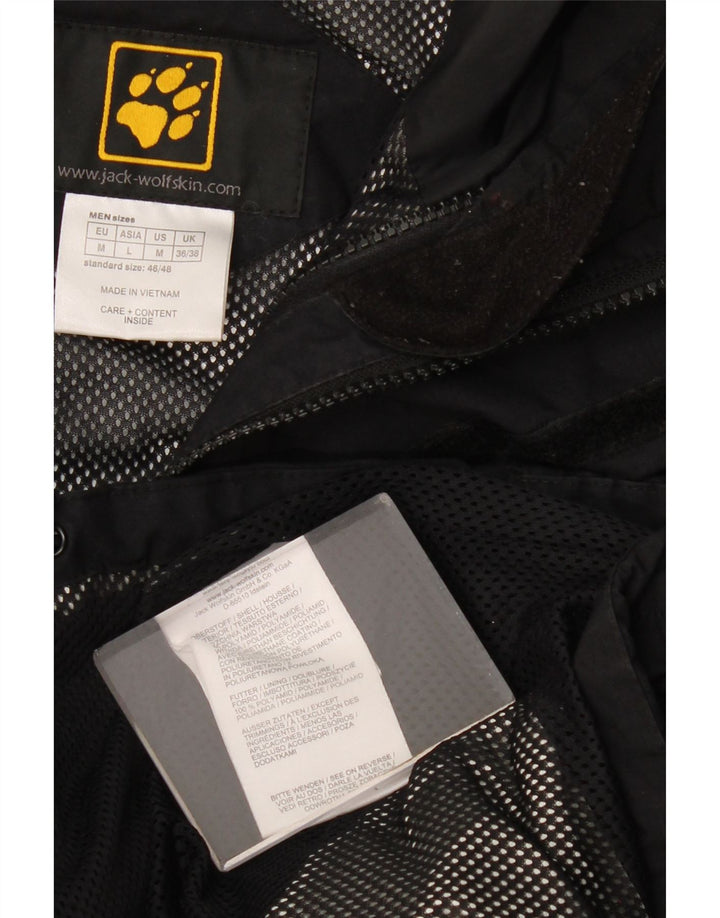 Jack Wolfskin Mens Hooded Rain Jacket UK 36/38 Medium Black Polyamide
