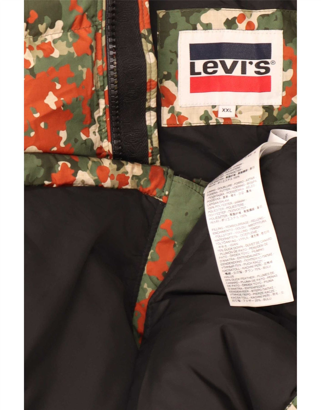 Мужская стеганая куртка Levi's UK 44 2XL, разноцветный камуфляжный полиэстер