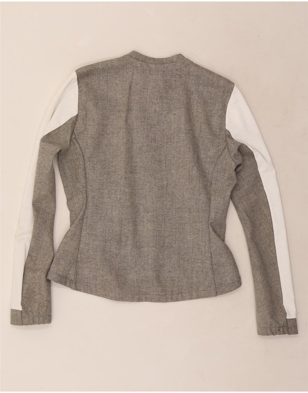 Jachetă Bomber pentru femei Adidas Marea Britanie 12/14 Lână color bloc de culoare gri mediu