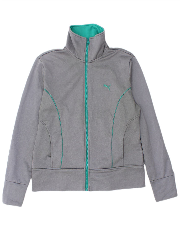 PUMA Womens Tracksuit Top Jacket UK 12 Medium Grey Polyester