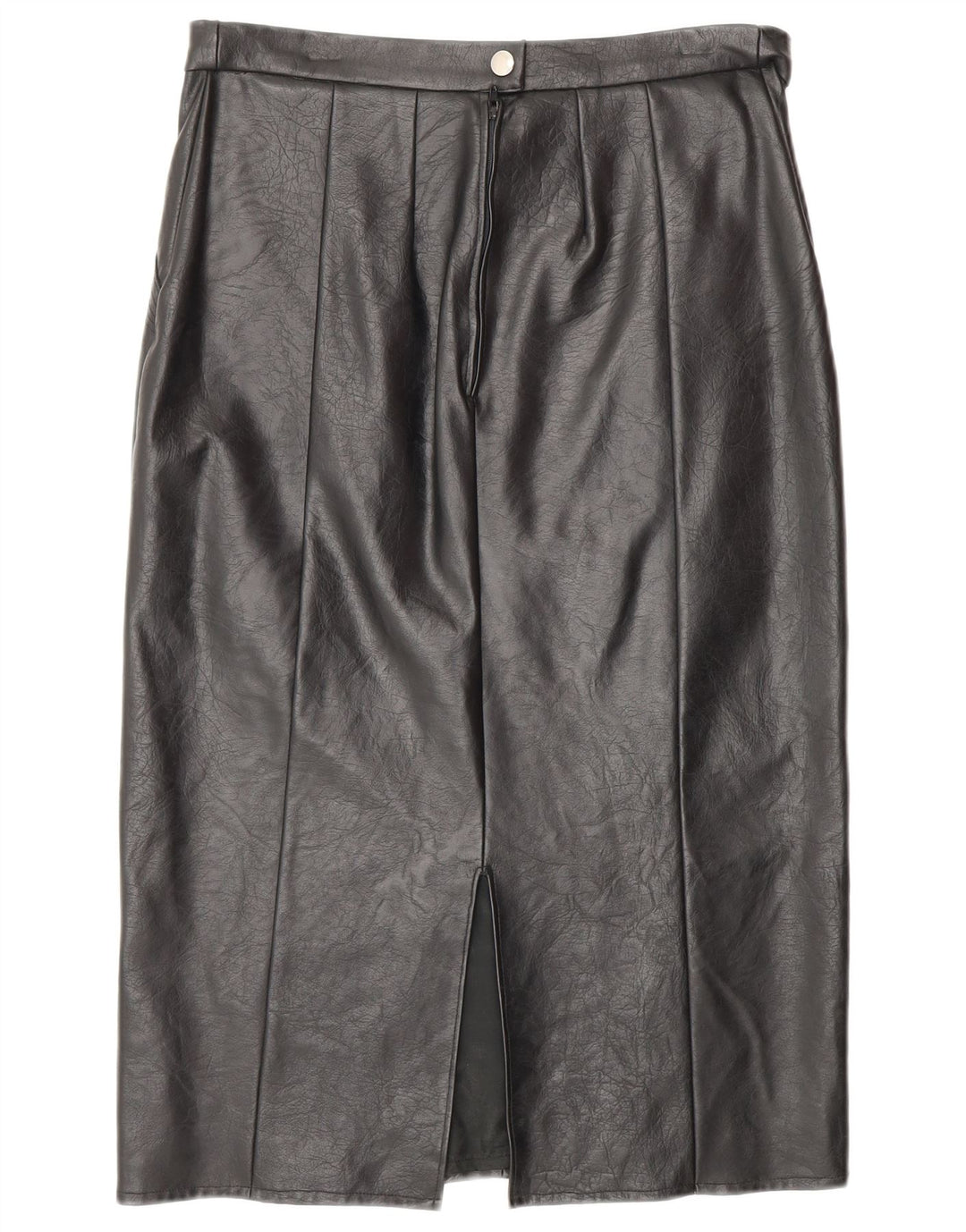 VINTAGE Womens Leather Skirt W28 Medium Black Leather