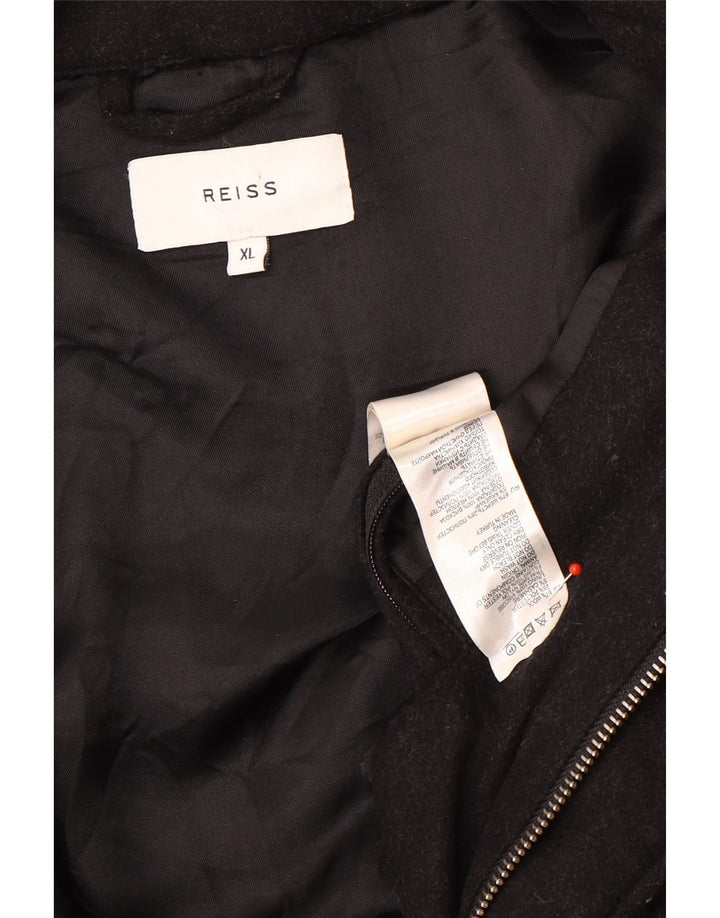 Reiss Mens Padded Jacket UK 42 XL Black Wool