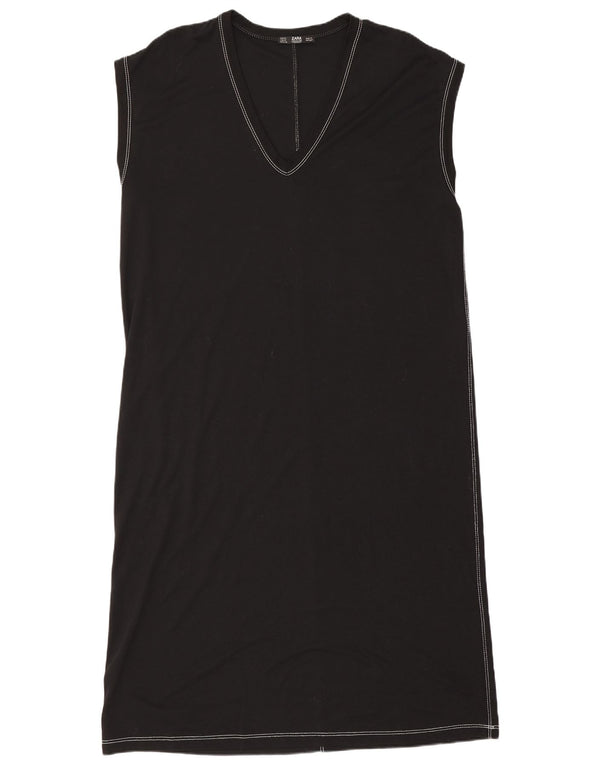 Zara Γυναικείο Αμάνικο υπερμεγέθη μπλουζάκι UK 10 Small Black