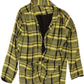 Giacca blazer vintage da donna a 1 bottone EU 44 XL Classica in lino scozzese giallo
